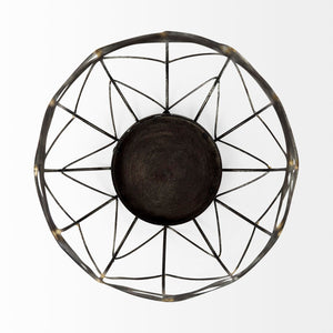 Mercana Petiole Elegant Antiqued-Gold Metal Candle Holder with Chevron Mesh for Luxe Tabletop Display Gold Metal | 16H 68027