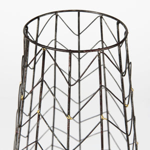 Mercana Petiole Elegant Antiqued-Gold Metal Candle Holder with Chevron Mesh for Luxe Tabletop Display Gold Metal | 24H 68028