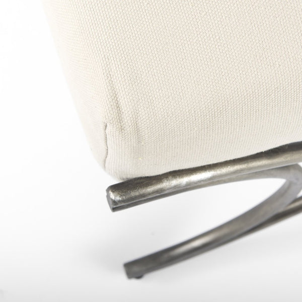 Mercana Ayla Elegant Upholstered Bench with Soft Fabric Seat and Timeless Metal Frame for Stylish Entryways Beige Twill | Antique Nickel 69369