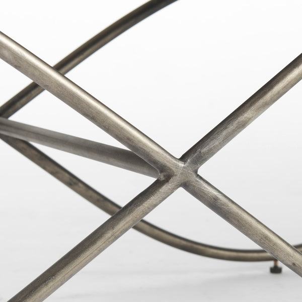 Mercana Ayla Elegant Upholstered Bench with Soft Fabric Seat and Timeless Metal Frame for Stylish Entryways Beige Twill | Antique Nickel 69369