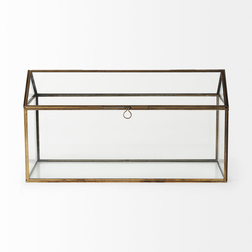 Mercana Hutt 16L x 6W x 9H Gold Glass Terrarium Box 68827