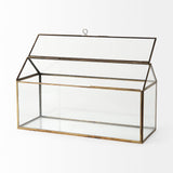 Mercana Hutt 16L x 6W x 9H Gold Glass Terrarium Box 68827