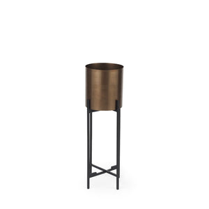 Mercana Sowerberry Modern Plant Stand - Sleek, Space-Saving Design with Removable Pot and Foldable Frame Bronze Metal | 24H 68829
