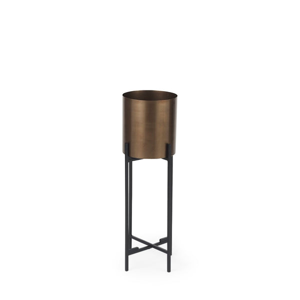 Mercana Sowerberry Modern Plant Stand - Sleek, Space-Saving Design with Removable Pot and Foldable Frame Bronze Metal | 24H 68829