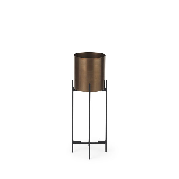 Mercana Sowerberry Modern Plant Stand - Sleek, Space-Saving Design with Removable Pot and Foldable Frame Bronze Metal | 24H 68829