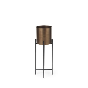 Mercana Sowerberry Modern Plant Stand - Sleek, Space-Saving Design with Removable Pot and Foldable Frame Bronze Metal | 24H 68829