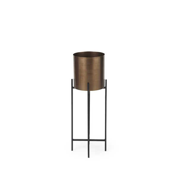 Mercana Sowerberry Modern Plant Stand - Sleek, Space-Saving Design with Removable Pot and Foldable Frame Bronze Metal | 24H 68829