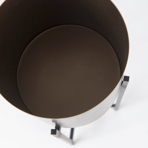 Mercana Sowerberry Modern Plant Stand - Sleek, Space-Saving Design with Removable Pot and Foldable Frame Bronze Metal | 24H 68829