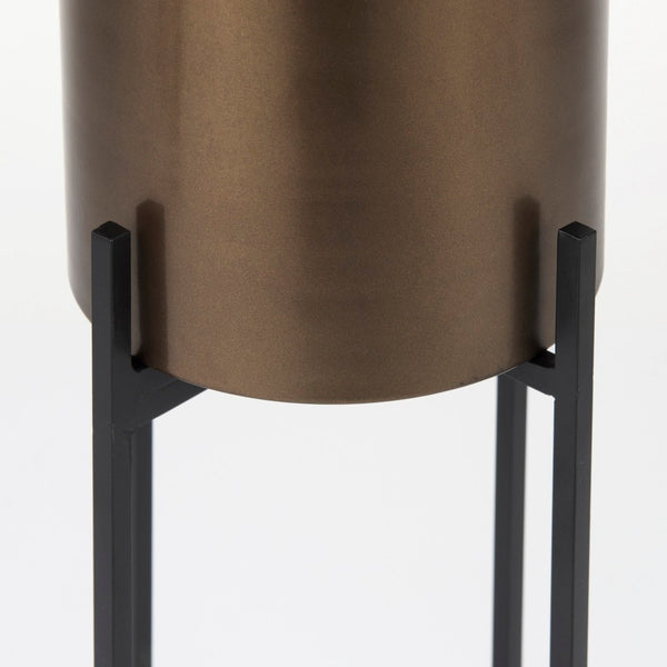 Mercana Sowerberry Modern Plant Stand - Sleek, Space-Saving Design with Removable Pot and Foldable Frame Bronze Metal | 24H 68829