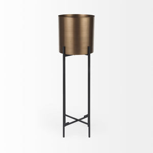 Mercana Sowerberry Modern Plant Stand - Sleek, Space-Saving Design with Removable Pot and Foldable Frame Bronze Metal | 33H 68830