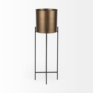 Mercana Sowerberry Modern Plant Stand - Sleek, Space-Saving Design with Removable Pot and Foldable Frame Bronze Metal | 33H 68830