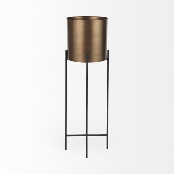 Mercana Sowerberry Modern Plant Stand - Sleek, Space-Saving Design with Removable Pot and Foldable Frame Bronze Metal | 33H 68830