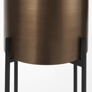 Mercana Sowerberry Modern Plant Stand - Sleek, Space-Saving Design with Removable Pot and Foldable Frame Bronze Metal | 33H 68830