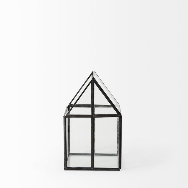 Mercana Sikes Compact Glass Terrarium with Rustic Metal Frame - Ideal Mini Greenhouse for Small Spaces Gold Metal | Glass | 10H 68838