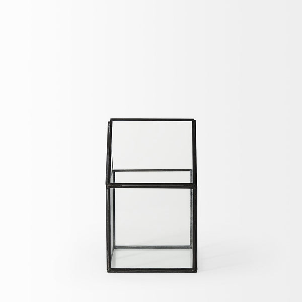 Mercana Sikes Compact Glass Terrarium with Rustic Metal Frame - Ideal Mini Greenhouse for Small Spaces Gold Metal | Glass | 10H 68838