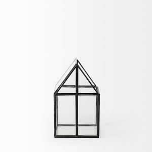 Mercana Sikes Compact Glass Terrarium with Rustic Metal Frame - Ideal Mini Greenhouse for Small Spaces Gold Metal | Glass | 10H 68838
