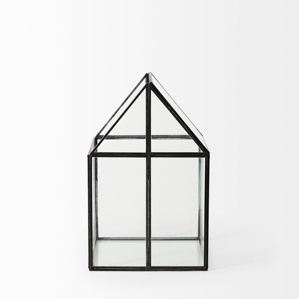 Mercana Sikes Compact Glass Terrarium with Rustic Metal Frame - Ideal Mini Greenhouse for Small Spaces Gold Metal | Glass | 13H 68839
