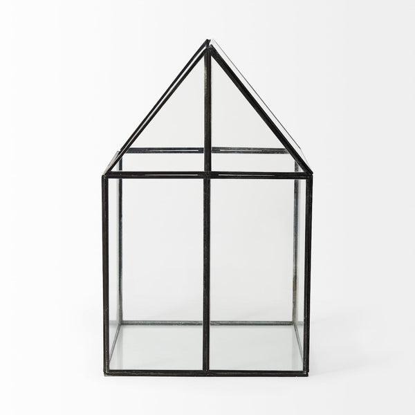 Mercana Sikes Compact Glass Terrarium with Rustic Metal Frame - Ideal Mini Greenhouse for Small Spaces Gold Metal | Glass | 16H 68840