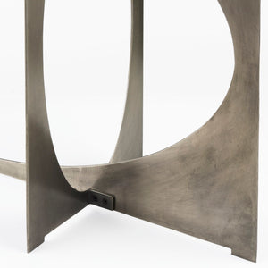 Mercana Reinhold Luxe Console Table: Stunning White Marble Top with Sculptural Gold Metal Base for Elegance Black Marble | Nickel Metal 69263-AB