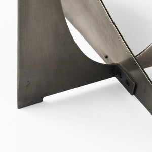 Mercana Reinhold Luxe Console Table: Stunning White Marble Top with Sculptural Gold Metal Base for Elegance Black Marble | Nickel Metal 69263-AB