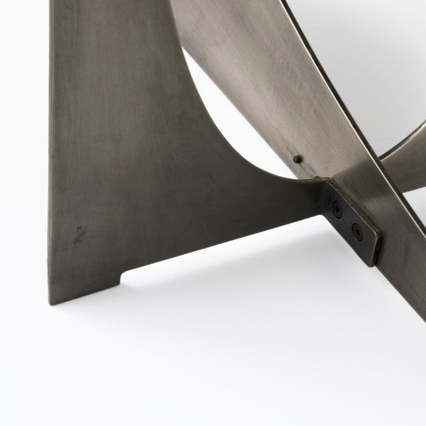 Mercana Reinhold Luxe Console Table: Stunning White Marble Top with Sculptural Gold Metal Base for Elegance Black Marble | Nickel Metal 69263-AB