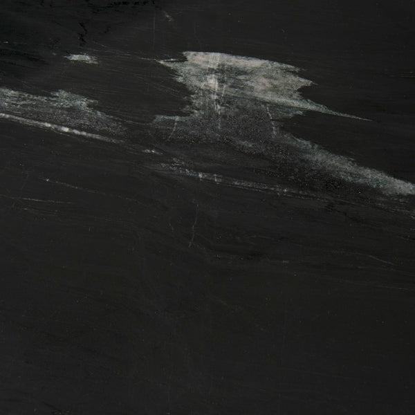 Mercana Reinhold Luxe Console Table: Stunning White Marble Top with Sculptural Gold Metal Base for Elegance Black Marble | Nickel Metal 69263-AB