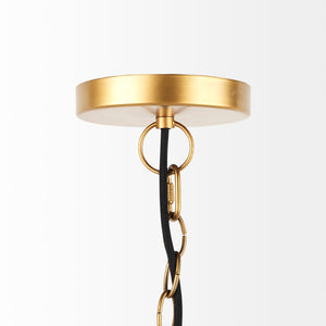 Mercana Campanile Tropical-Inspired Chandelier with Hand-Woven Shade and Brushed Gold Accents for Elegance 69242