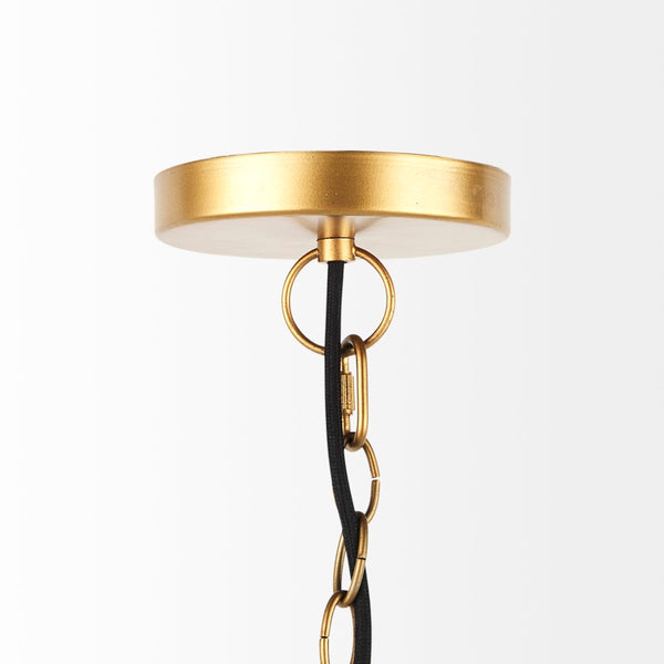Mercana Campanile Tropical-Inspired Chandelier with Hand-Woven Shade and Brushed Gold Accents for Elegance 69242