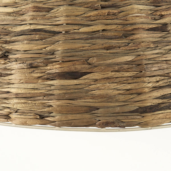Mercana Campanile Tropical-Inspired Chandelier with Hand-Woven Shade and Brushed Gold Accents for Elegance 69242