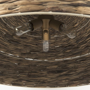 Mercana Campanile Tropical-Inspired Chandelier with Hand-Woven Shade and Brushed Gold Accents for Elegance 69242