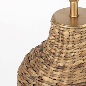Mercana Campanile Elegant Wicker Table Lamp with Brass Accents and Soft Fabric Shade for Cozy Illumination 69243