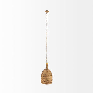 Mercana Campanile Pendant Light - Tropical Whicker Dome with Brushed Gold Accents for Elegant Illumination 69244