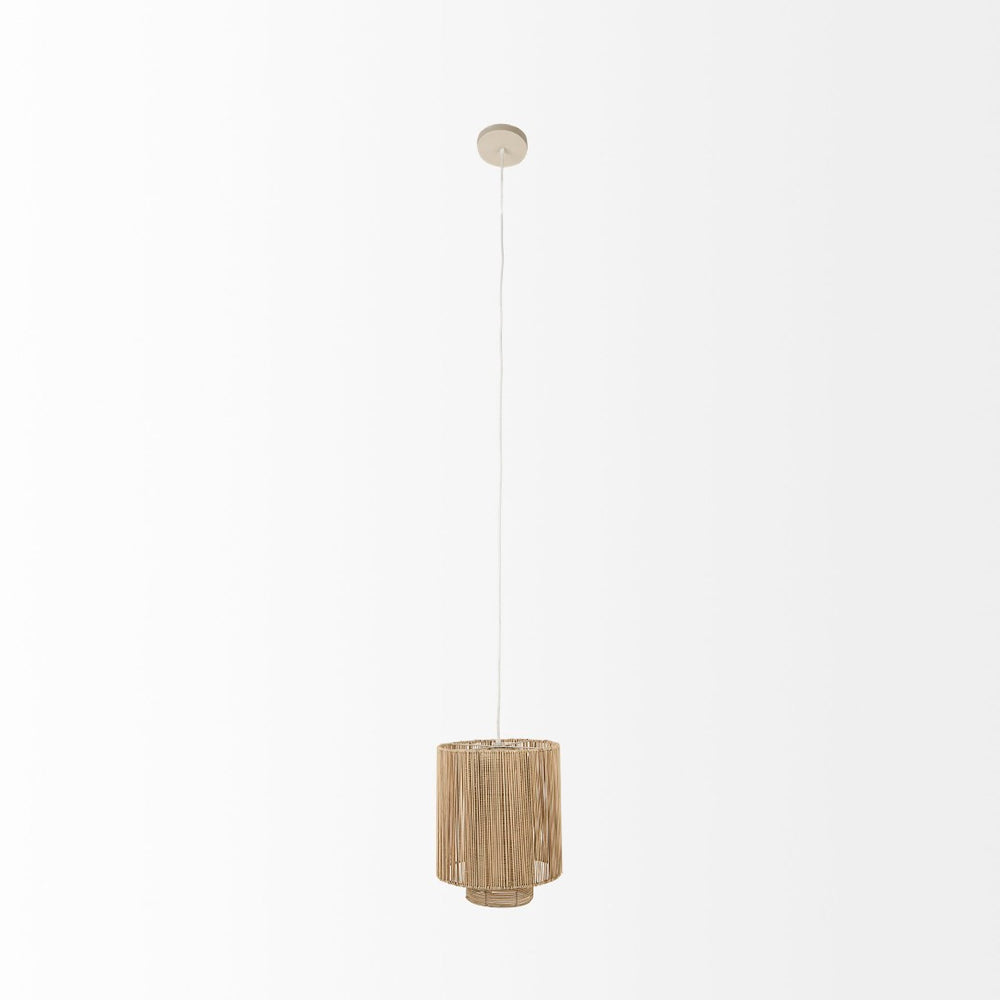 Mercana Aviario Handcrafted Cylindrical Pendant Light - Tropical Rattan Design for Elegant Home Illumination 69245