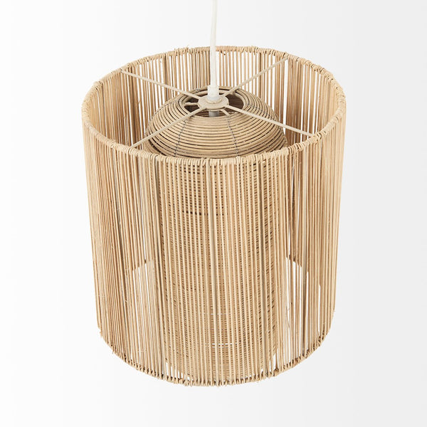 Mercana Aviario Handcrafted Cylindrical Pendant Light - Tropical Rattan Design for Elegant Home Illumination 69245