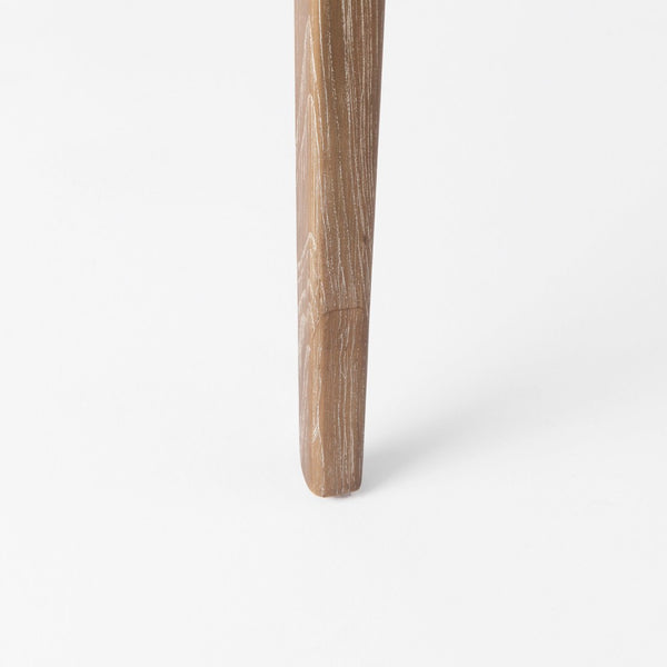 Mercana Clara Armless Dining Chair with Woven Cane Back and Cushioned Seat for Coastal and Boho Spaces Cream Fabric |Brown Wood 69349