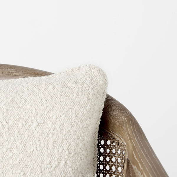 Mercana Landon Accent Chair - Mid-Century Charm with Woven Cane Back, Plush Bouclé Seat for Cozy Spaces 69354