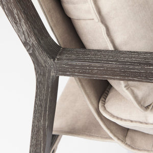 Mercana Brayden Sling-Style Accent Chair with Plush Upholstery and Curved Beech Wood Frame for Cozy Spaces Cream Fabric | Dark Brown Wood 69356