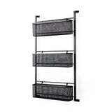 Macrinus 23.4L x 5.5W x 38.6H Black Metal W/Mesh Wall Mounted Shelf