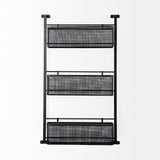 Mercana Macrinus 23.4L x 5.5W x 38.6H Black Metal W/Mesh Wall Mounted Shelf 69489