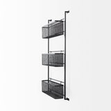 Mercana Macrinus 23.4L x 5.5W x 38.6H Black Metal W/Mesh Wall Mounted Shelf 69489