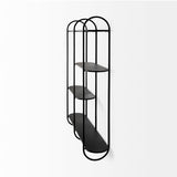 Mercana Decimus 36.6L x 8.7W x 45.7H Black Metal Wall Mounted 3 Tiered Shelf 69491