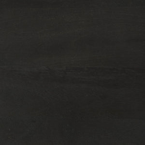 Mercana Arelius End Table: Elegant Mango Wood with Glass Shadowbox and Matte Black Frame for Modern Living Dark Black-Brown Wood | Black Metal 69207