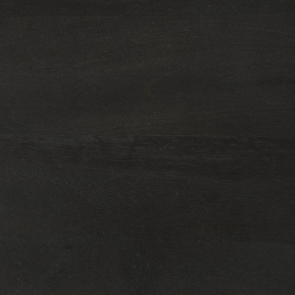 Mercana Arelius End Table: Elegant Mango Wood with Glass Shadowbox and Matte Black Frame for Modern Living Dark Black-Brown Wood | Black Metal 69207