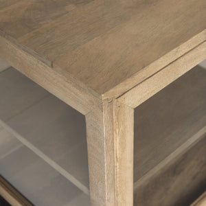 Mercana Arelius Sideboard with Glass Cabinet Doors - Stylish Storage Solution for Modern Living Spaces Light Brown Wood | Black Metal 69227