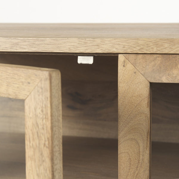 Mercana Arelius Sideboard with Glass Cabinet Doors - Stylish Storage Solution for Modern Living Spaces Light Brown Wood | Black Metal 69227