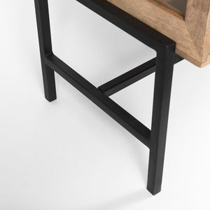 Mercana Arelius Sideboard with Glass Cabinet Doors - Stylish Storage Solution for Modern Living Spaces Light Brown Wood | Black Metal 69227