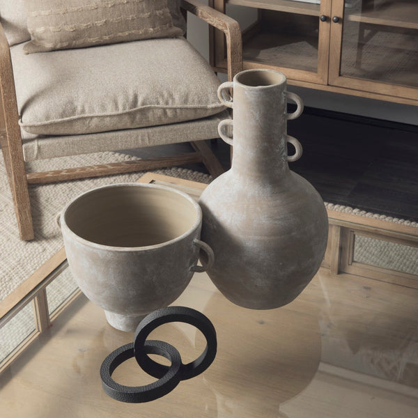 Mercana Rafiki Conjoined Circles Sculpture - Modern Metal Accent with Hammered Finish for Meaningful Decor Black Metal 69164