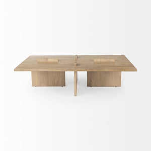 Mercana Aida Coffee Table - Solid Indian Mango Wood with Unique Architectural Legs for Modern Living Spaces 69186