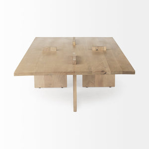 Mercana Aida Coffee Table - Solid Indian Mango Wood with Unique Architectural Legs for Modern Living Spaces 69186