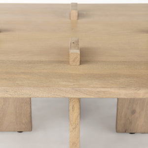 Mercana Aida Coffee Table - Solid Indian Mango Wood with Unique Architectural Legs for Modern Living Spaces 69186